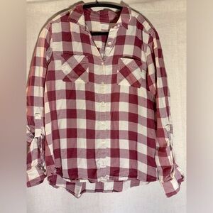 Caslon Red and White Plaid Shirt